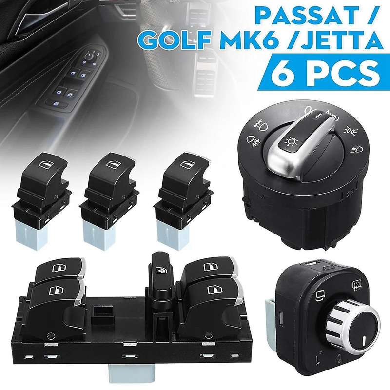 6Pcs Window Mirror Headlight Switch Set 5ND 959 565A 5ND 959 857 5ND941431B for Golf MK5 6 MK5 B6