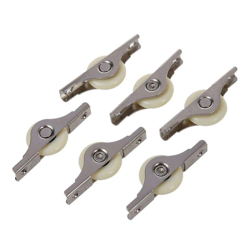 6PCS White Doors Single Nylon Sliding Roller Pulley Wheel 62mm Length