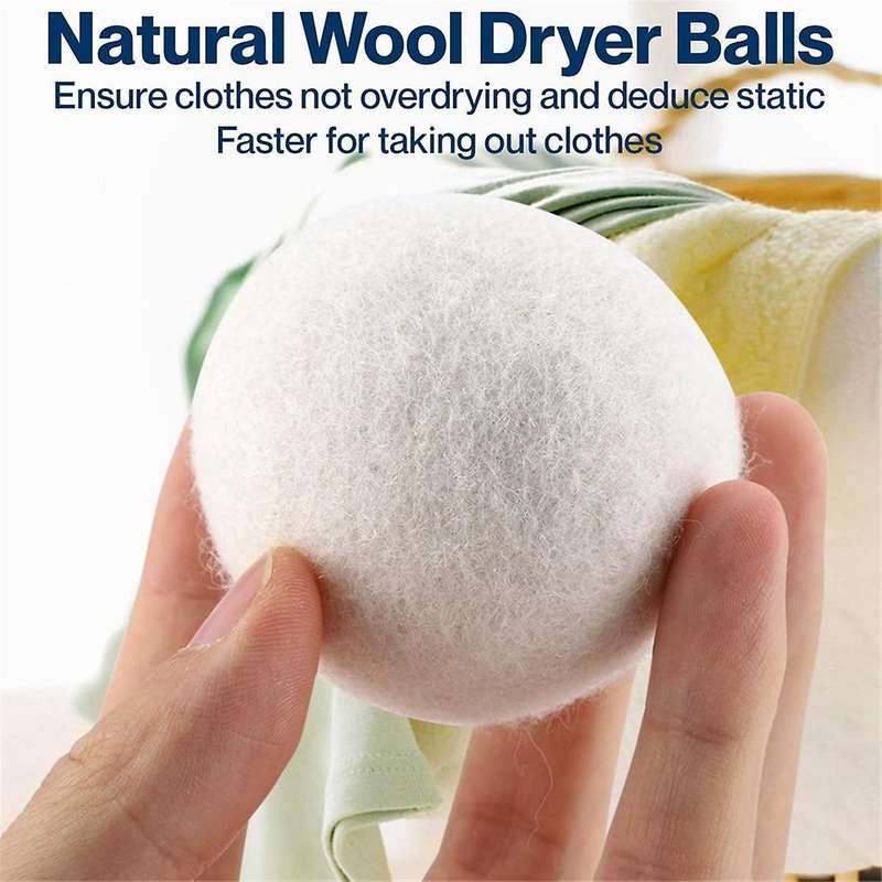 6pcs Wool Dryer Balls- Premium Natural - Made with Wool That Replaces Dryer Sheets - Lint Remover