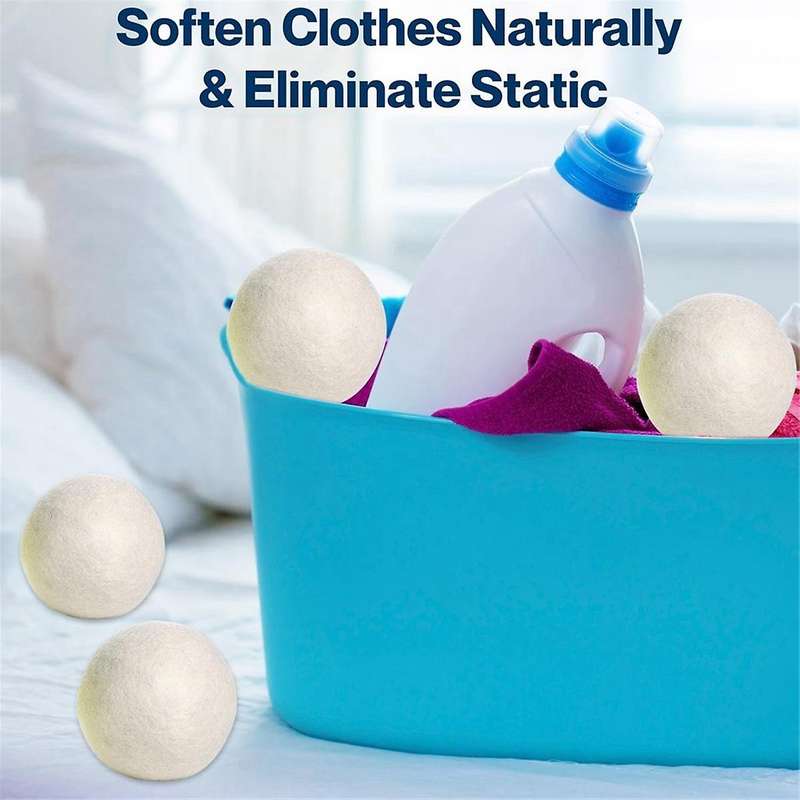 6pcs Wool Dryer Balls- Premium Natural - Made with Wool That Replaces Dryer Sheets - Lint Remover