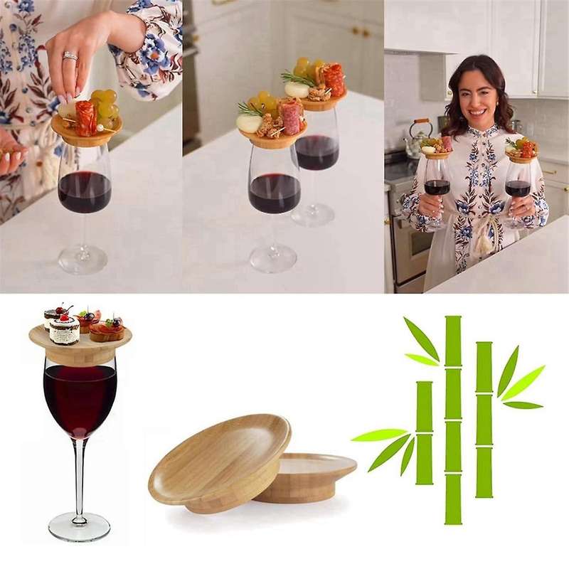 6Pcs Wine Glass Topper, 4Inch Wine Glass Charcuterie Topper Bamboo Wine Glass Topper Coasters