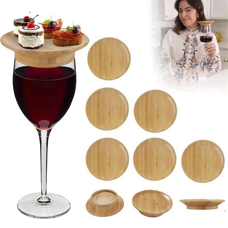 6Pcs Wine Glass Topper, 4Inch Wine Glass Charcuterie Topper Bamboo Wine Glass Topper Coasters