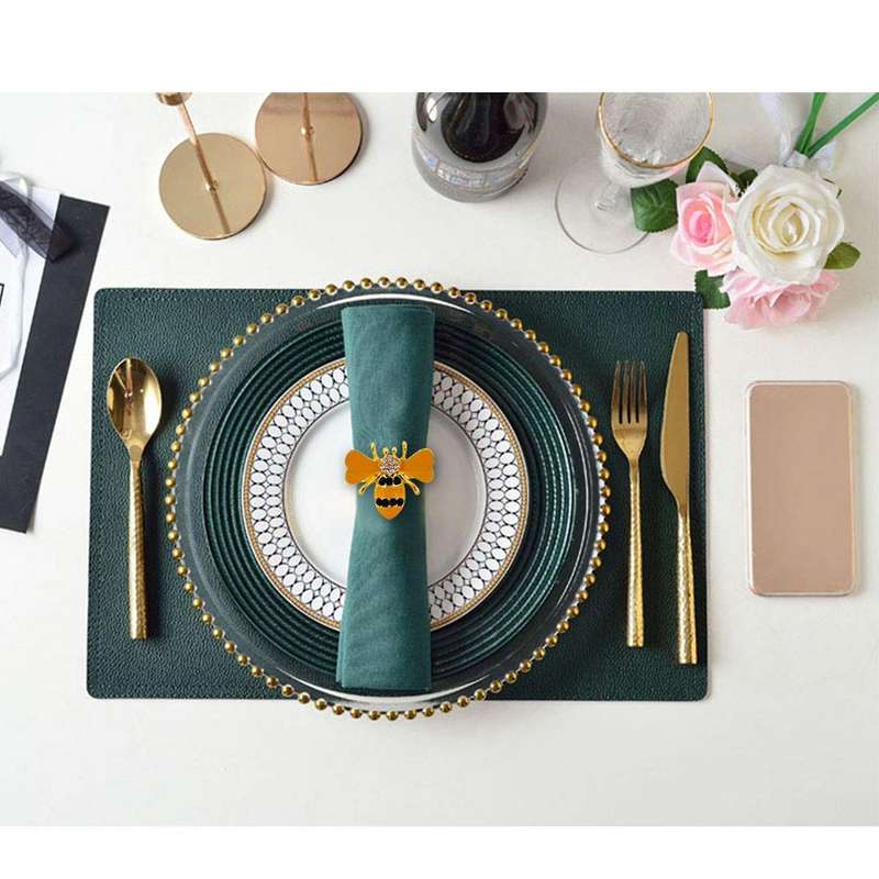 6pcs Yellow Bee Design Metal Napkin Rings Towel Buckle Bumble Bee Napkin Holder Wedding Party Hotel