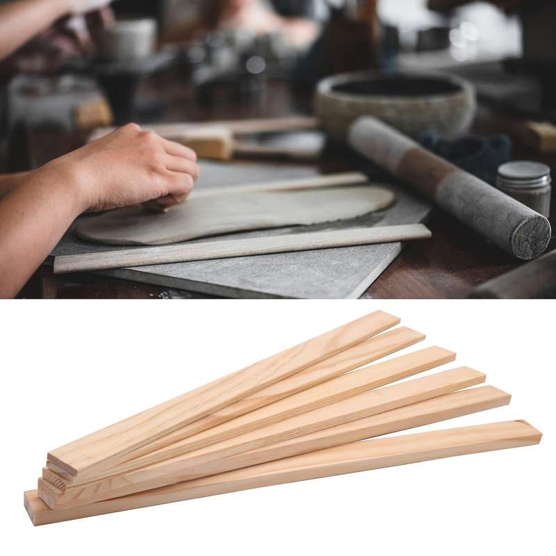 6pcs/set Mud-rolling Stick Guide Mudboard Guide Wooden Strips Diy Ceramic Mudboard Forming Tool Tea