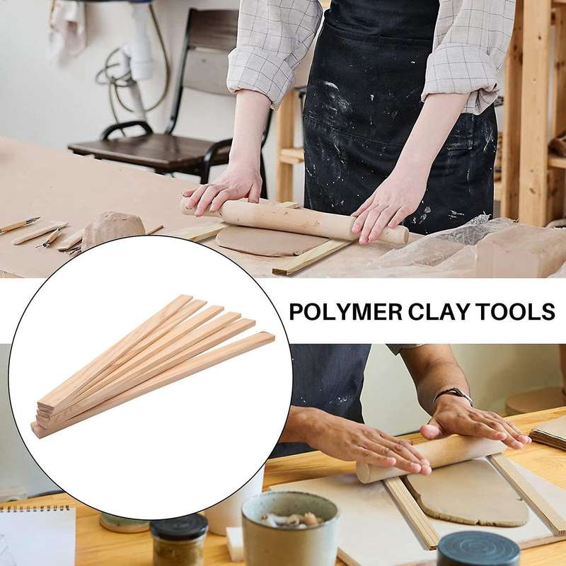 6pcs/set Mud-rolling Stick Guide Mudboard Guide Wooden Strips Diy Ceramic Mudboard Forming Tool Tea
