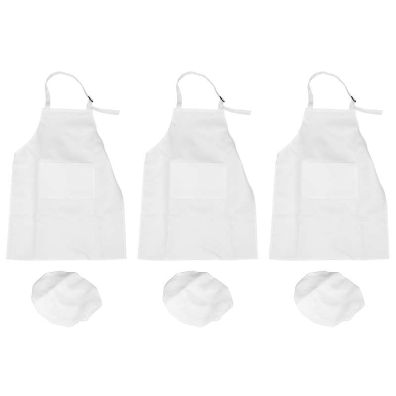 6-piece Children's Apron and Chef Hat Set Adjustable Children's Kitchen Apron for Cooking and Paint
