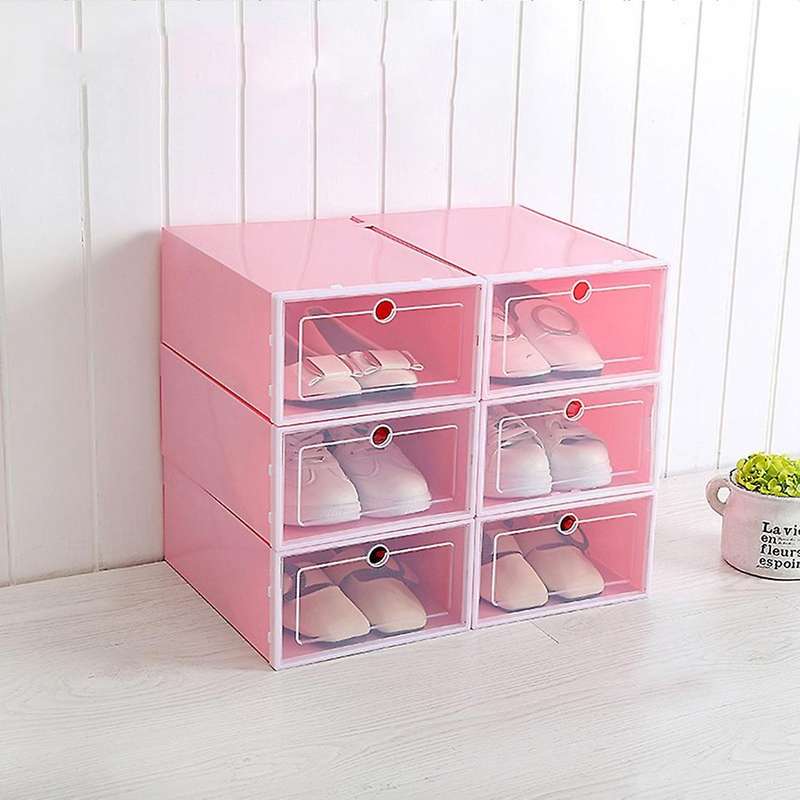 6-piece Candy Color Shoe Box, Transparent Plastic Shoe Storage Box, Shoe Cabinet Storage Drawer Rec
