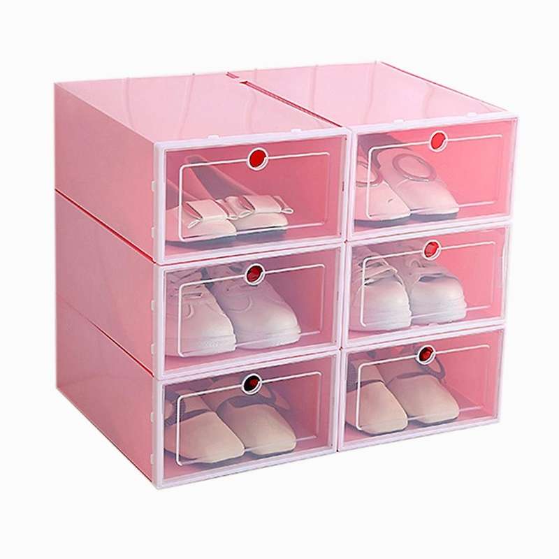 6-piece Candy Color Shoe Box, Transparent Plastic Shoe Storage Box, Shoe Cabinet Storage Drawer Rec