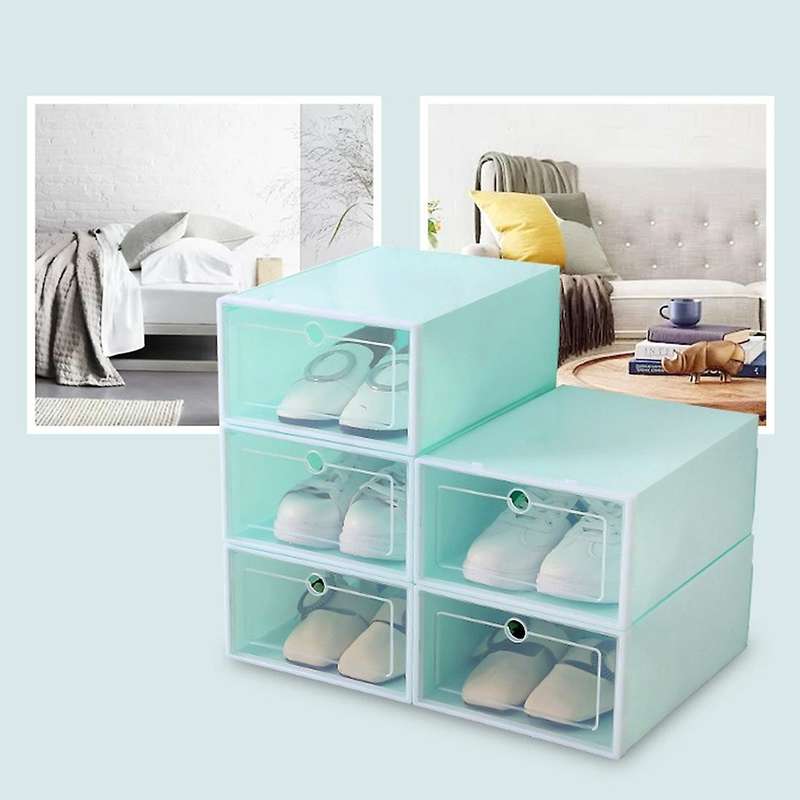 6-Piece Candy Color Shoe Box, Transparent Plastic Shoe Storage Box, Shoe Cabinet Storage Drawer Rect
