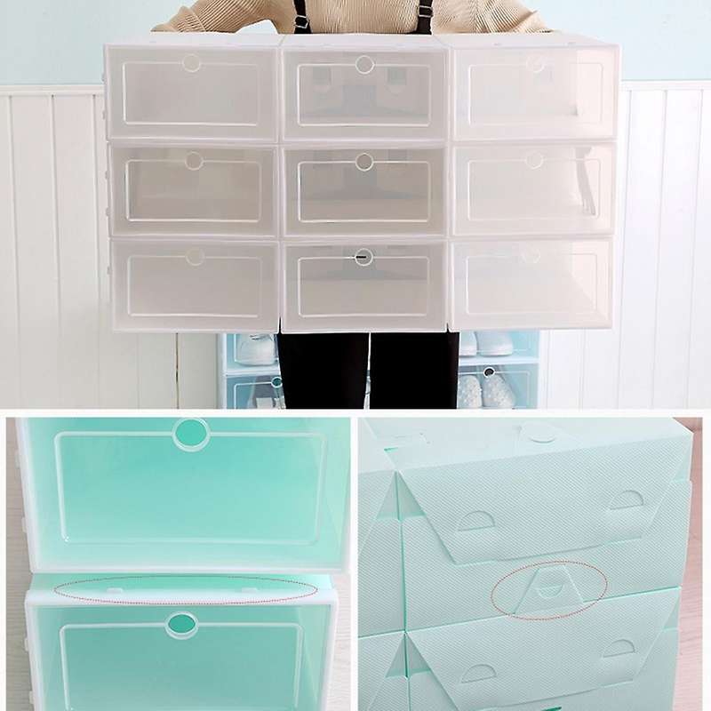 6-Piece Candy Color Shoe Box, Transparent Plastic Shoe Storage Box, Shoe Cabinet Storage Drawer Rect