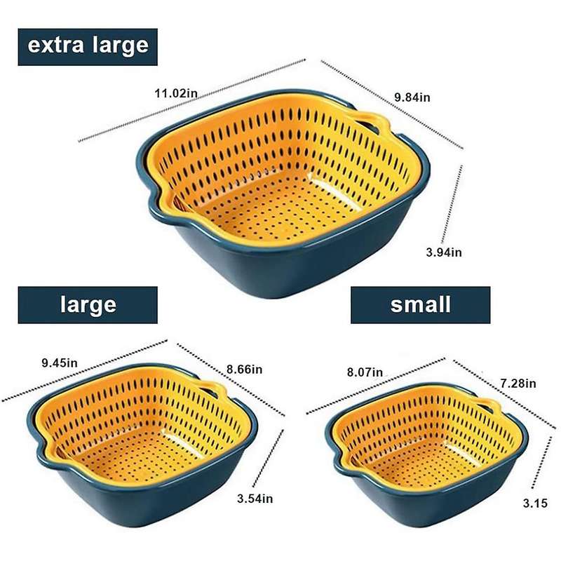 6-Piece Kitchen Colander Multifunctional Plastic with Bowl Filter Double Drain Basin and Stackable B