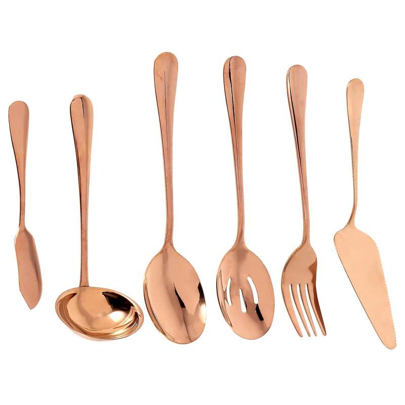 6-piece Serving Silverware Set, Serving Utensil Set,include Cake Server, Slotted Serving Spoon