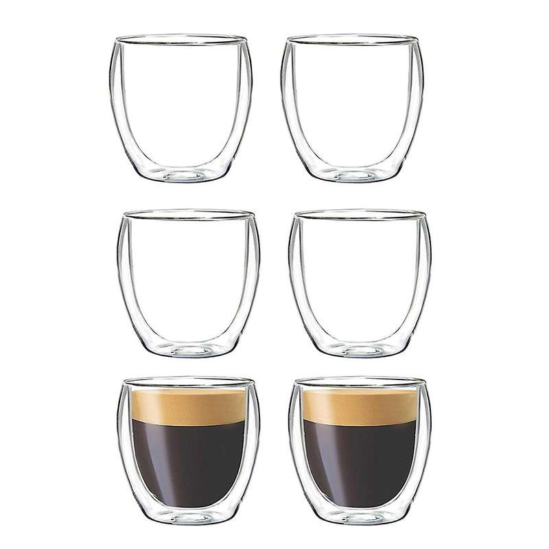 6-Piece Espresso Cup Double-Layer Insulated Espresso Cup Glass Coffee Cup