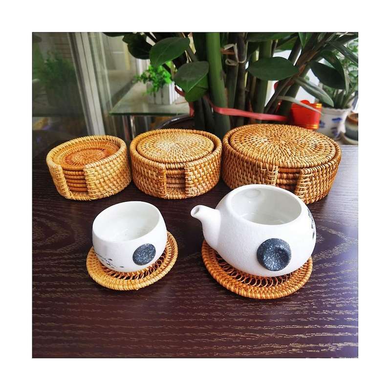 6-piece Rattan Tea Coaster Tea Ceremony Pot Holder Rattan Bowl Pad Pot Pad Pot Pad Heat Insulation