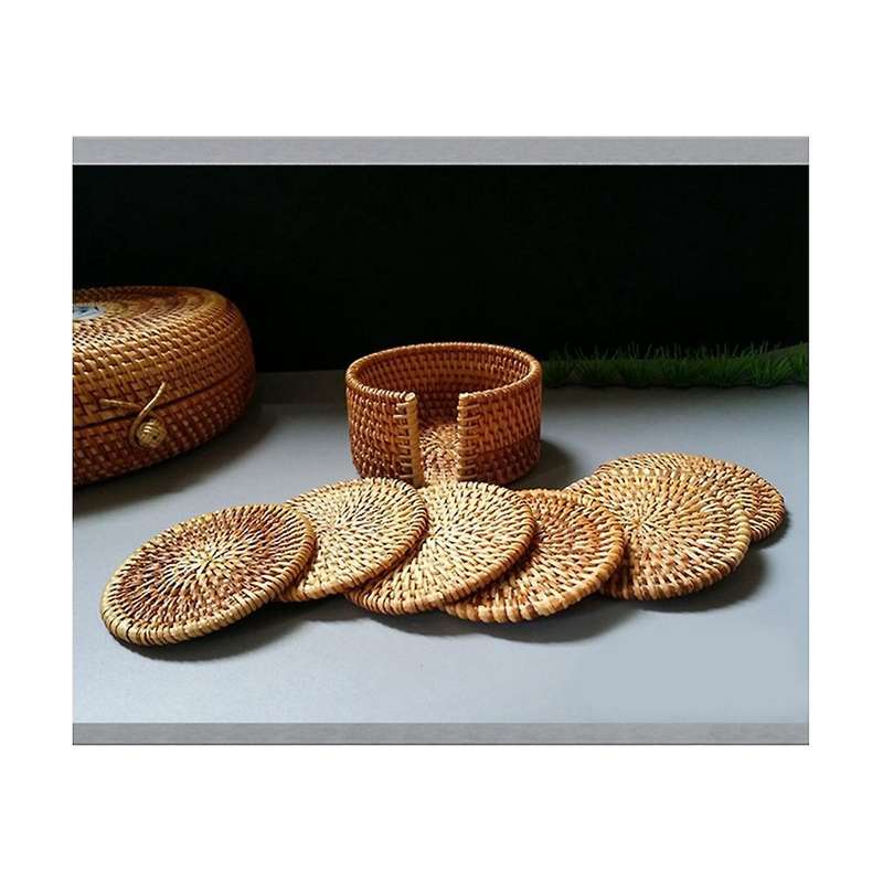 6-piece Rattan Tea Coaster Tea Ceremony Pot Holder Rattan Bowl Pad Pot Pad Pot Pad Heat Insulation