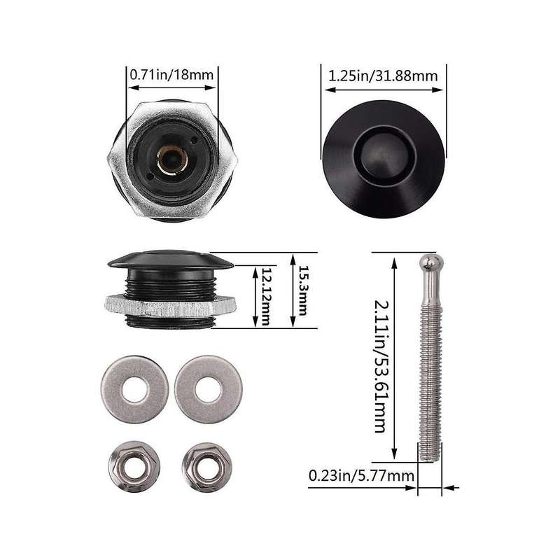 6set 1.25inch Aluminum Vehicle Hood Pins-quick Release Lock Latch Bumper, License Plate Lock Clip, P