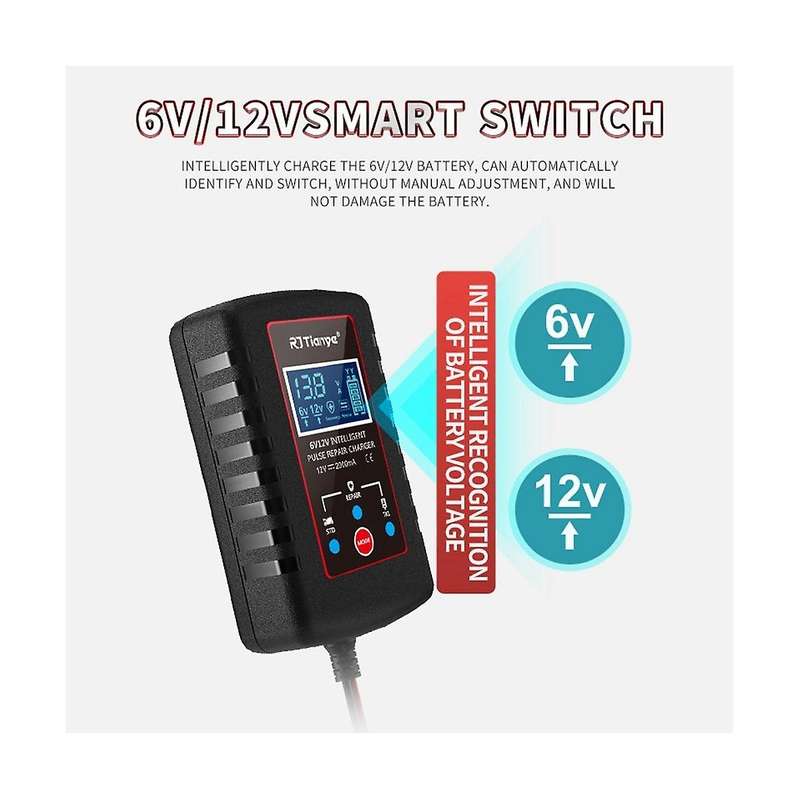 6v 12v Fully Automatic Smart Charger 2a High Power Portable Car Motorcycle Battery Charger for Bat