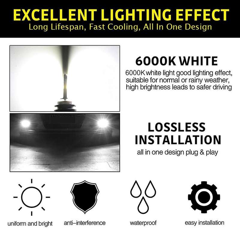 6X Combo H11 9005 H16 LED Headlight Conversion Kit High Low Beam Fog Light 6000K