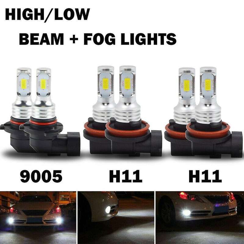 6X Combo H11 9005 H16 LED Headlight Conversion Kit High Low Beam Fog Light 6000K
