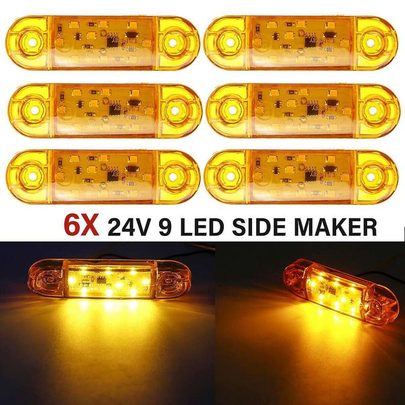 6X 12V-24V 9 LED Car Truck Side Marker Light Lamp Tail Light Signal Indicator Warning for Trailer Ca