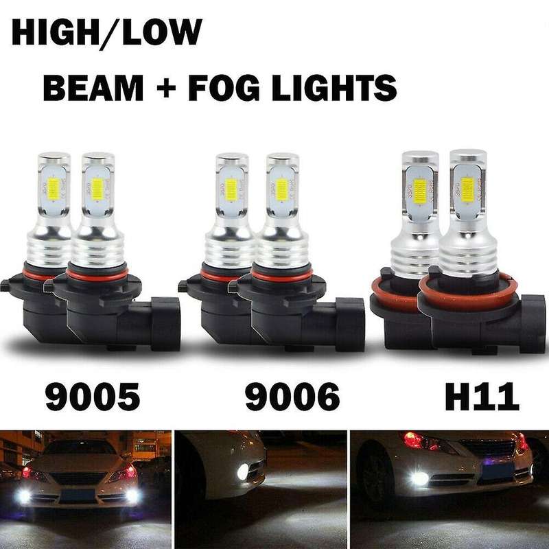 6X Combo LED Headlights Bulb Fog Light for H11 9006 9005 HID