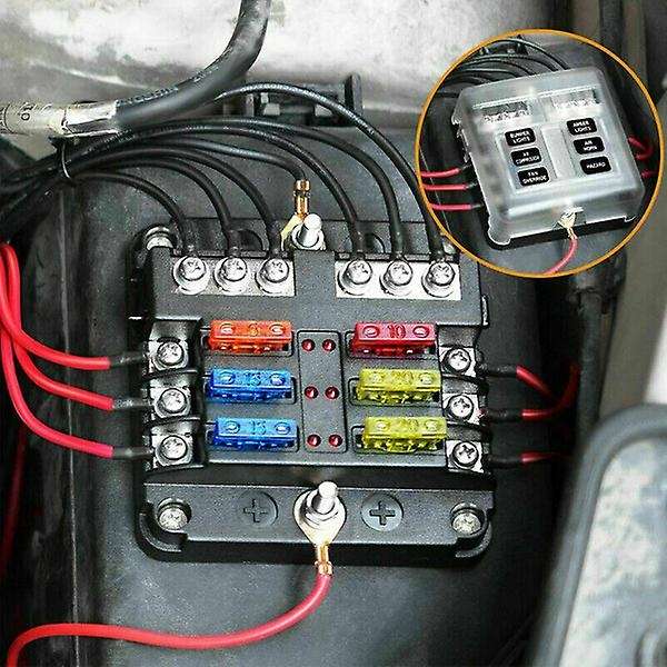 6-Way Waterproof Fuse Block,with LED Indicator 12 Circuits with Negative Marine Fuse Box for Dc 12/2
