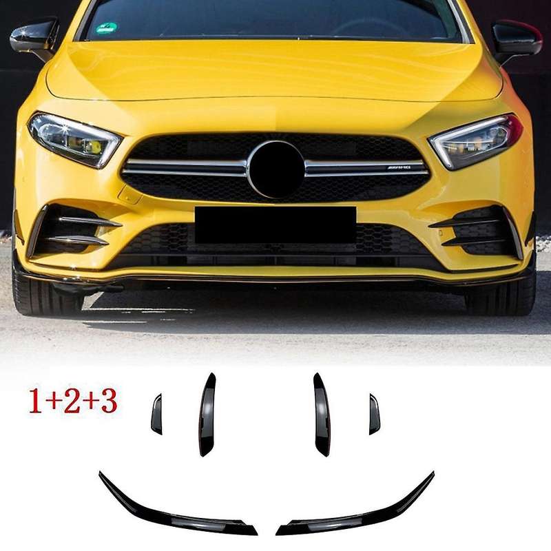 6X Front Bumper Splitter Spoiler Canardr Air Knife Trim for a Class W177 A180 A200 A220 A250 2019+