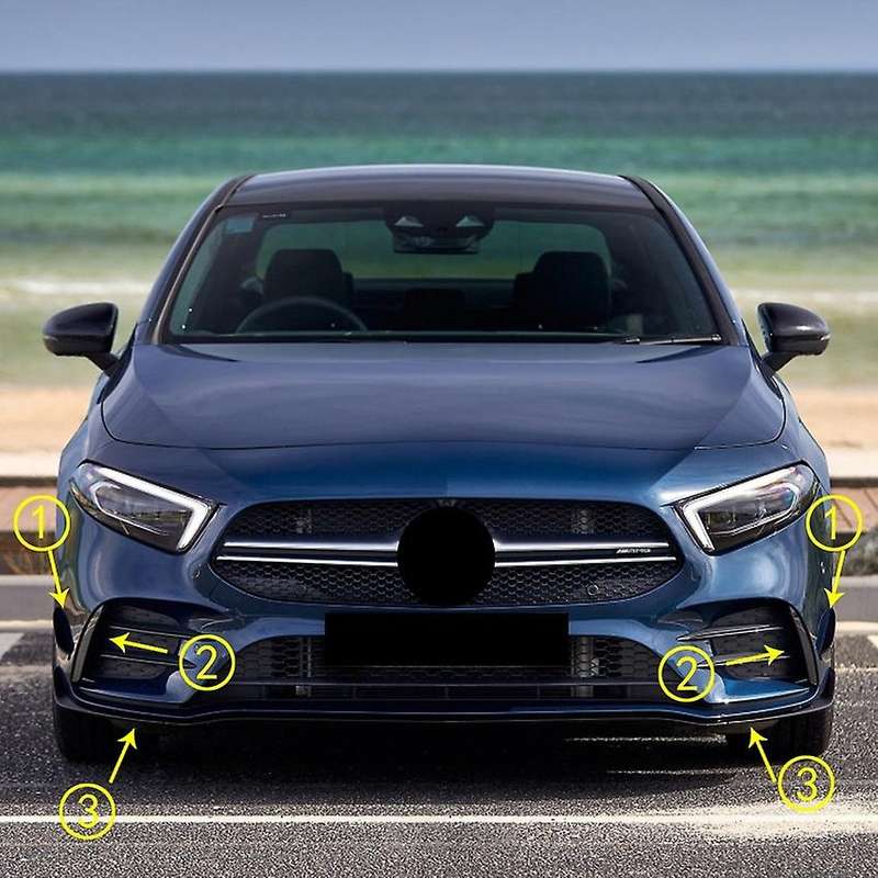 6X Front Bumper Splitter Spoiler Canardr Air Knife Trim for a Class W177 A180 A200 A220 A250 2019+