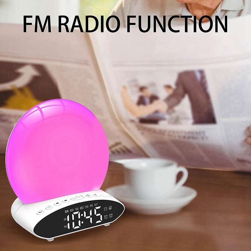 7 Color Sleep Aid Sound Machine with Sunset Simulation for Kids & Adult, Snooze, Fm Radio, Night Lig