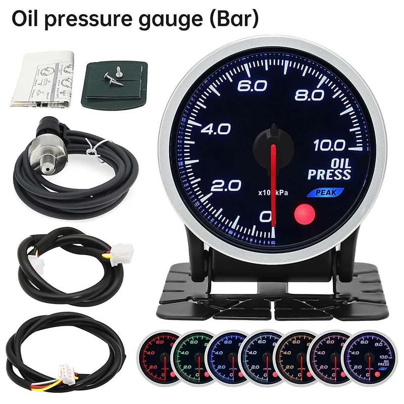 7 Colors Backight 52mm Boost Gauge Bar Turbo Pressure Gauge Manometre Pression Turbo Fuel Oil Press