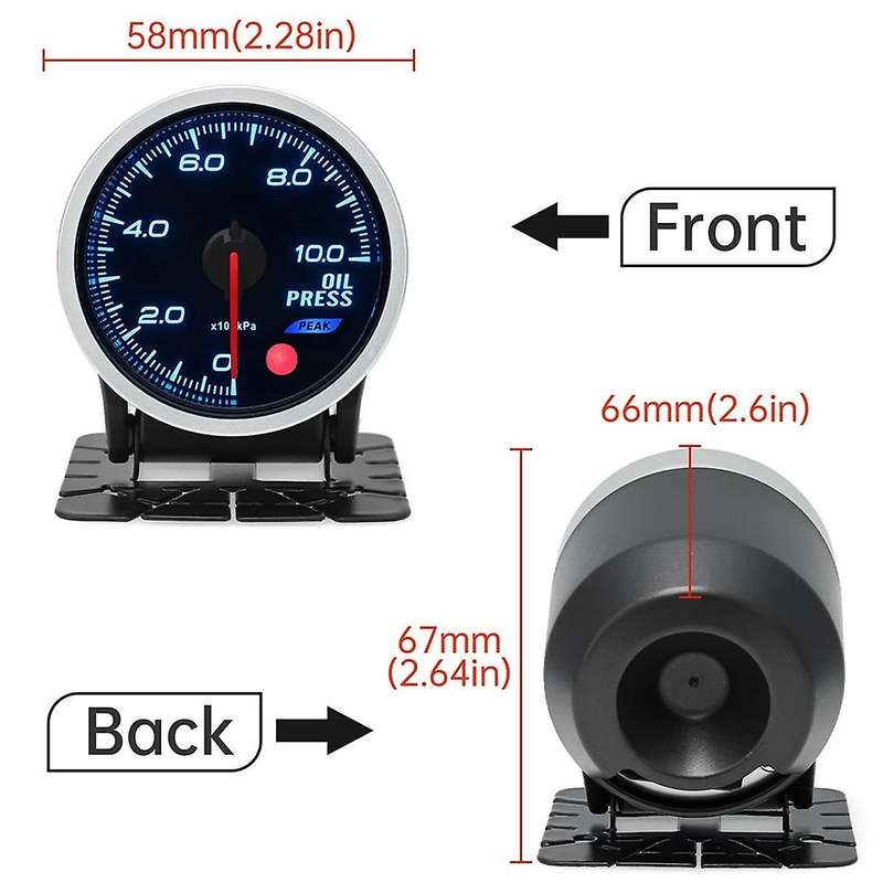 7 Colors Backight 52mm Boost Gauge Bar Turbo Pressure Gauge Manometre Pression Turbo Fuel Oil Press