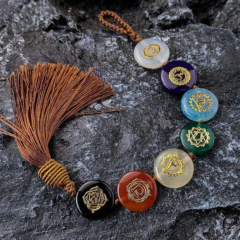 7 Chakra Hanging Ornament Reiki Healing Energy Balance Meditation Amulet Car Home Decor Natural Crys