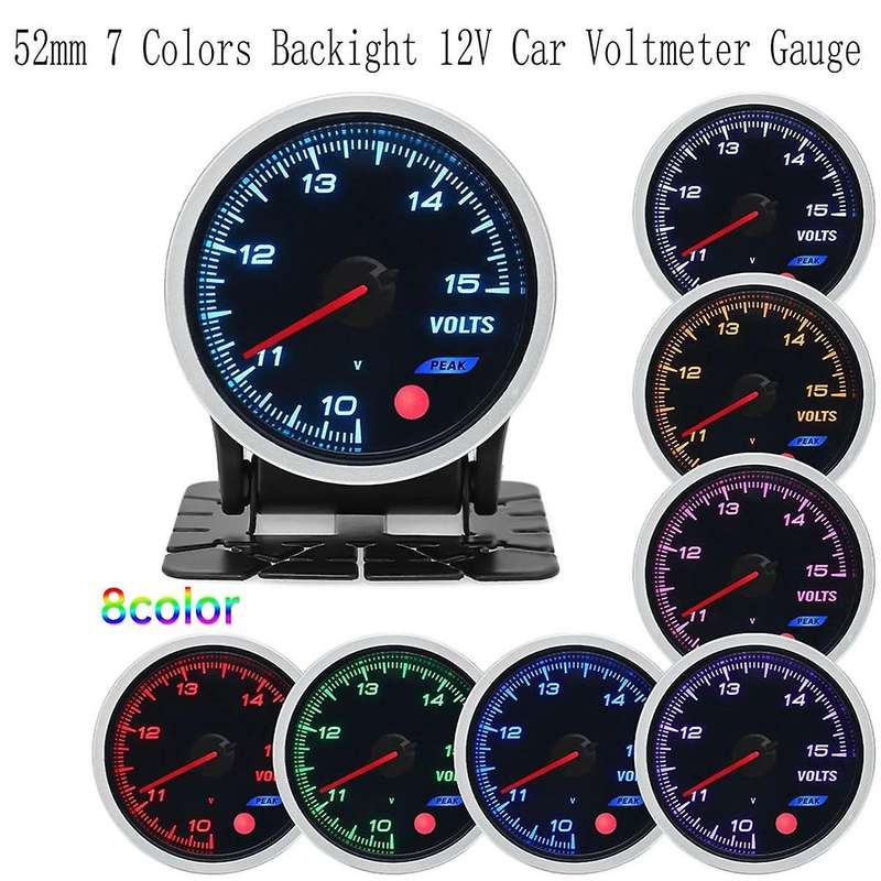 7 Colors Backlight Car Volt Meters 52mm Boost Gauge Turbo Pressure Gauge 12v Voltmeter Gauge