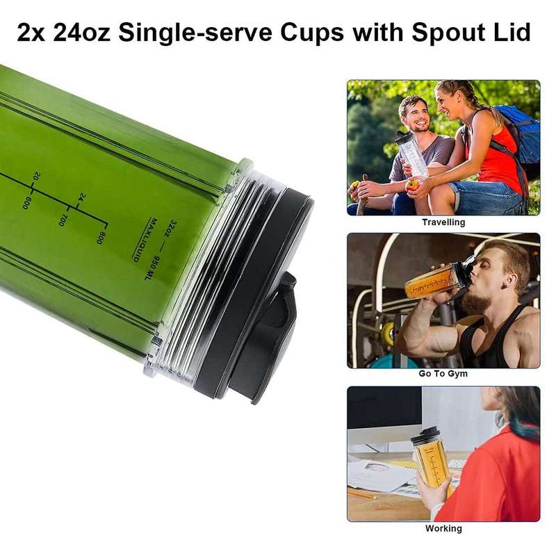 7 Fins Blade Replacement Parts for Ninja,Extractor Blender and 2 Pack 32Oz Cups with To-Go Lids for