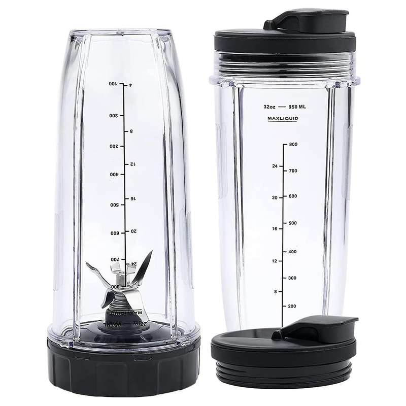7 Fins Blade Replacement Parts for Ninja,Extractor Blender and 2 Pack 32Oz Cups with To-Go Lids for
