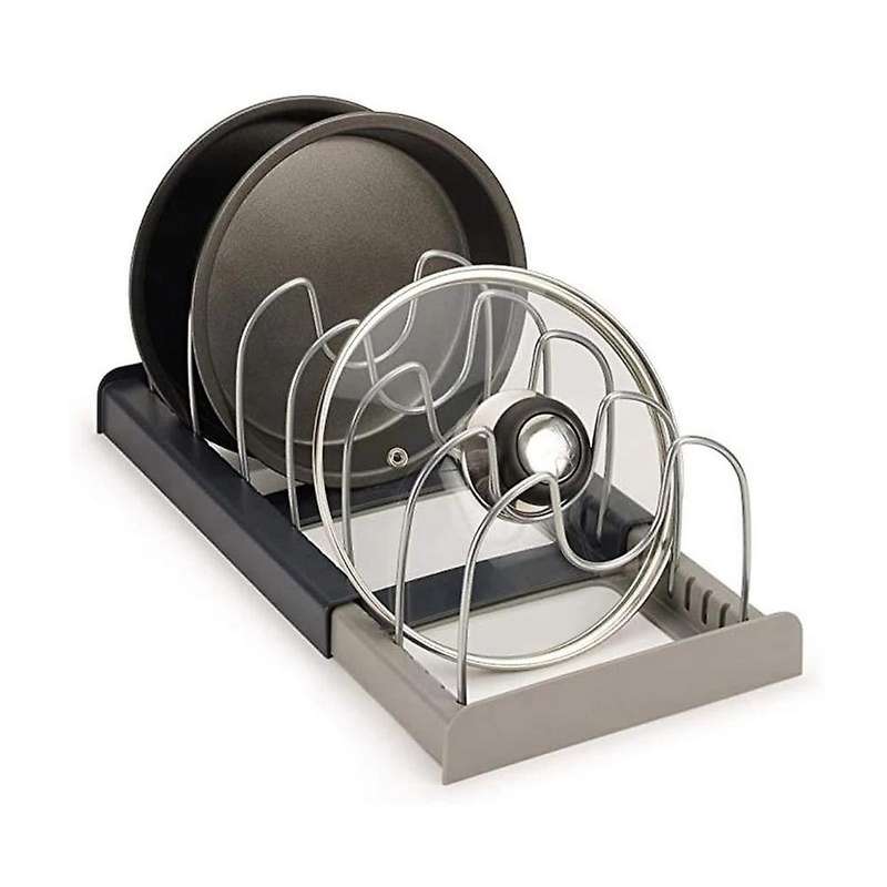 7 Dividers Stainless Steel Kitchen Pot Lid Holder Expandable Pan Organizer Rack Drawer Type Adjustab