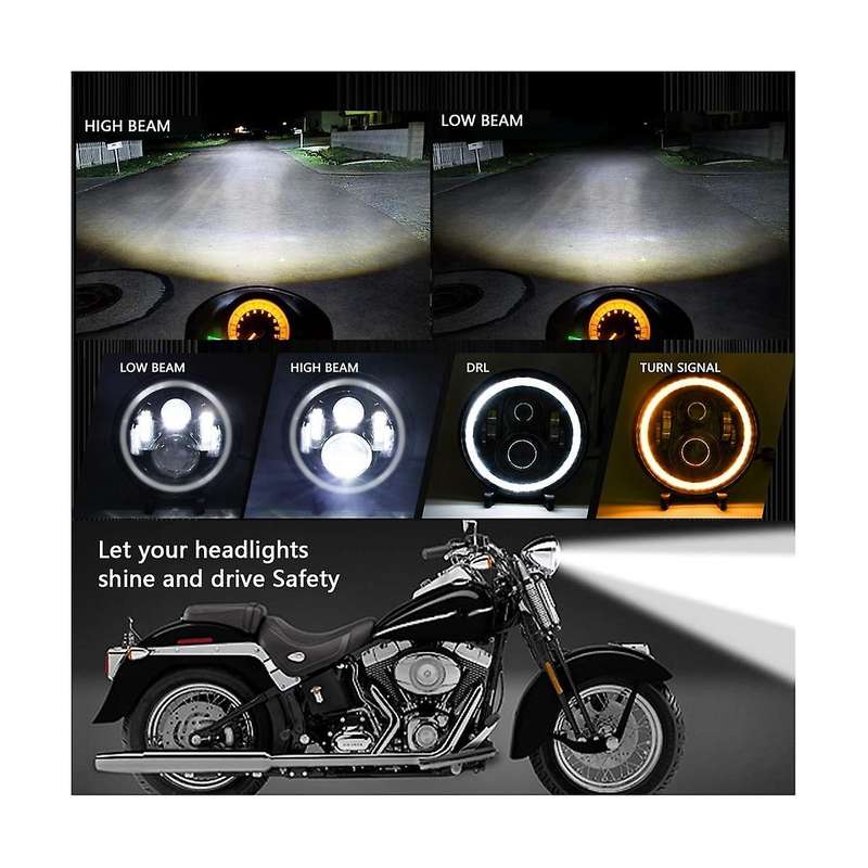7 Inch 100w Car Led Headlights Drl Turn Signal Light Led Halo Ring Angel Eyes Lights for Jk Tj Lj C