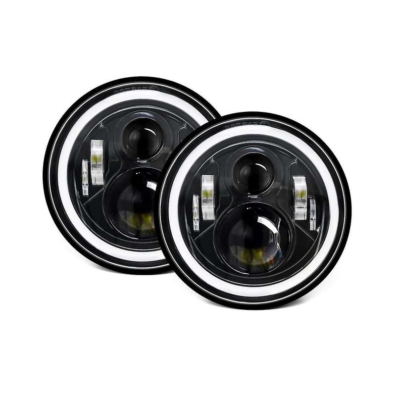 7 Inch 100w Car Led Headlights Drl Turn Signal Light Led Halo Ring Angel Eyes Lights for Jk Tj Lj C