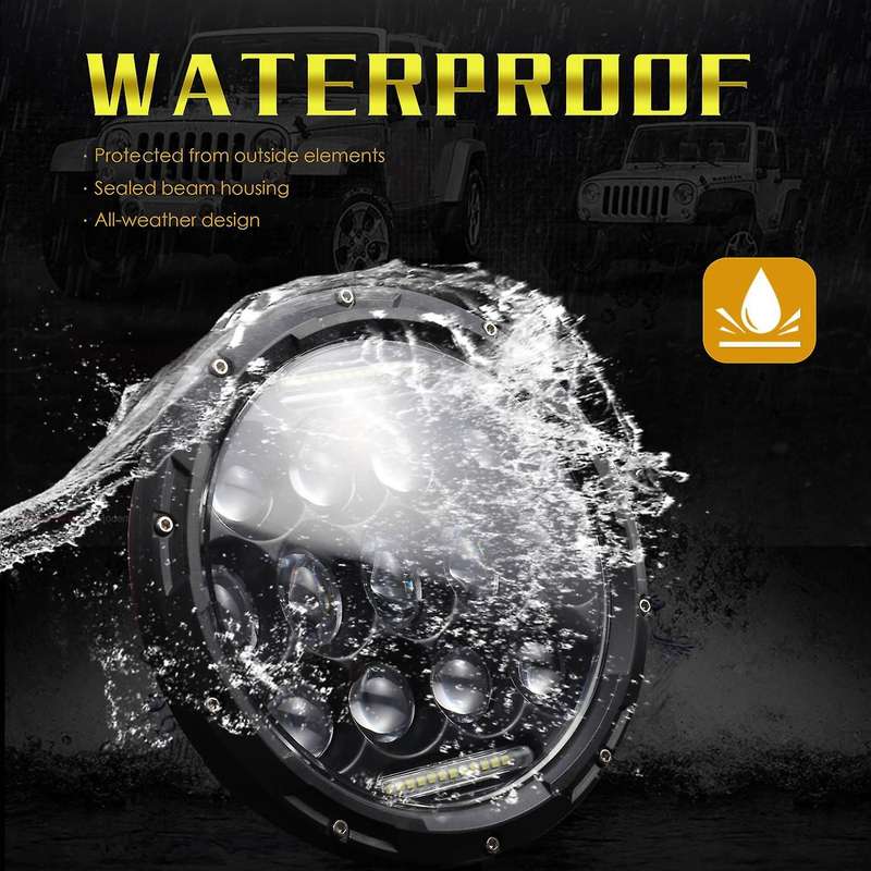 7 Inch 200W Round LED Headlight Lamp with Daytime Running Light DRL High Low Beam for Wrangler JK TJ