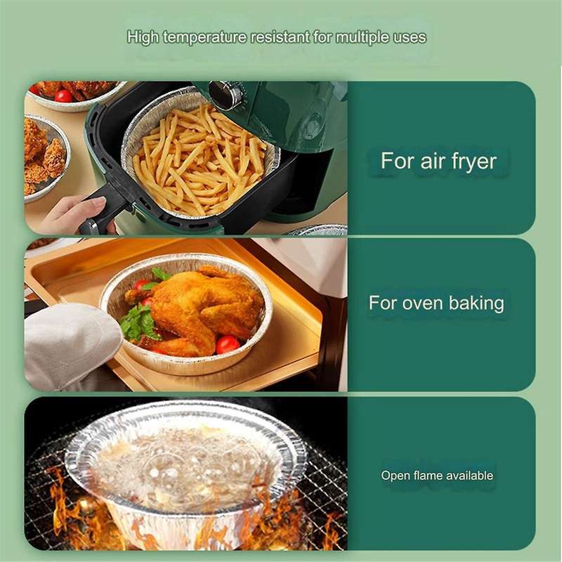 7 Inch Aluminum Foil Air Fryer Liners,Non-Stick Round Oil-Proof Food Grade Air Fryer for Cooking