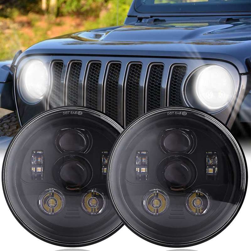 7 Inch 45W Led Headlights 6000K Projector Round LED Headlight for JK TJ LJ CJ 4 Door 2 Door Freedom