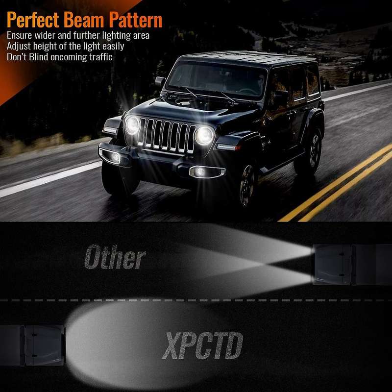 7 Inch 45W Led Headlights 6000K Projector Round LED Headlight for JK TJ LJ CJ 4 Door 2 Door Freedom