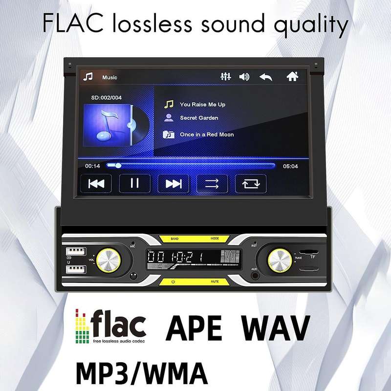 7 Inch 7-Color Light Car Radio Multimedia Video MP5 Player Retractable Display Bluetooth USB TF Card