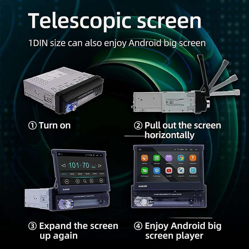 7 Inch Android8.1 Car Radio Stereo GPS Navi Bluetooth USB AUX-IN Press Car Multimedia Player, 9706