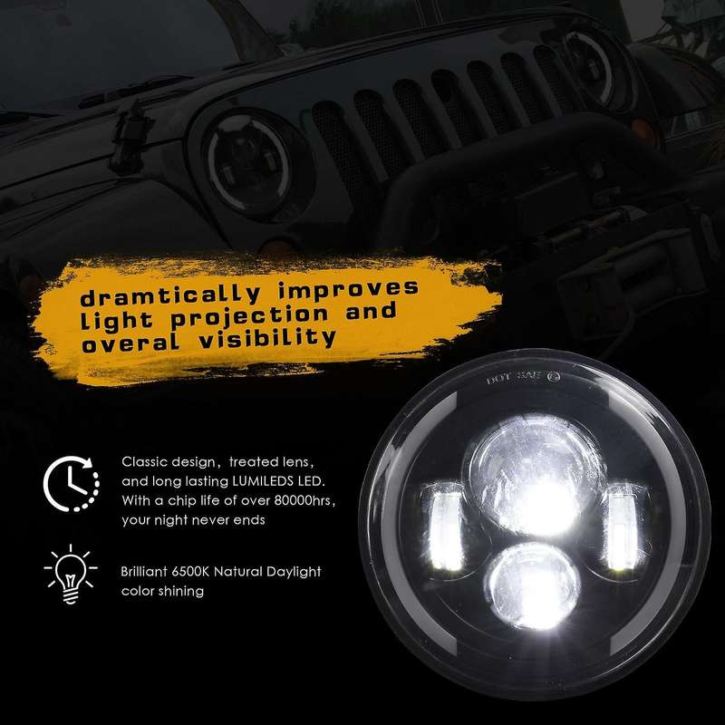 7 Inch Angel Eye 150W LED Headlight 6000K Hi/Lo Beam Halo Head Light Lamp with Amber DRL IP67 Waterp