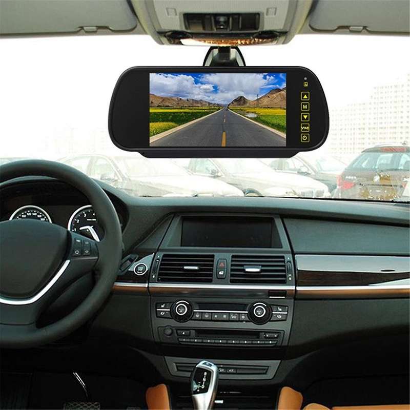 7 Inch Car LCD Mirror Monitor Parking Screen 2 AV Input Auto Display Assist for Rear View Reversing