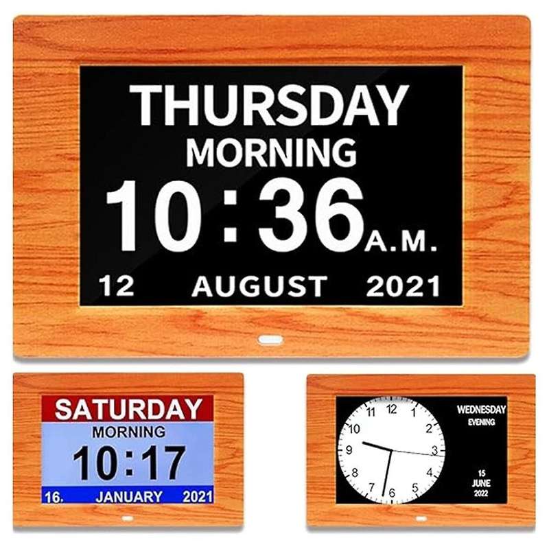 7 Inch Digital Electronic Clock Picture Frame Alarm Clock Perpetual Calendar Picture Frame Wall Clo