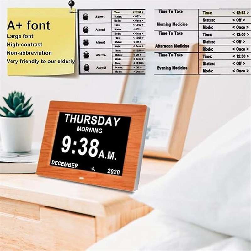 7 Inch Digital Electronic Clock Picture Frame Alarm Clock Perpetual Calendar Picture Frame Wall Clo
