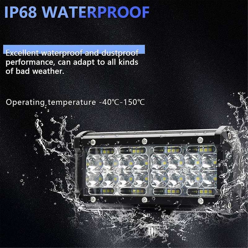 7 Inch LED Light Bar, 120W 12000Lm LED Pod Lights Work Lights, Spot Flood Combo Beam Off Road Light