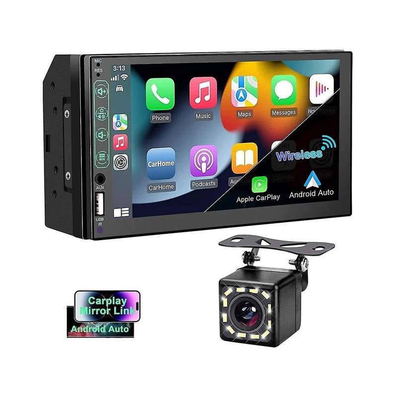 7 Inch Double Din Car Stereo Hd Touchscreen,carplay Android Auto,12led Backup Camera,mirror Link,us